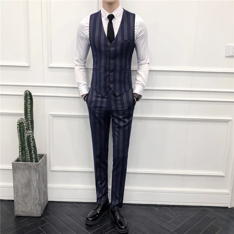 2019 классический мужской полосатый костюм жилет азиатского размера 3XL