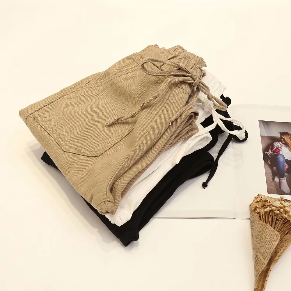 2018 прямые брюки с высокой талией и эластичной резинкой на талии однотонные