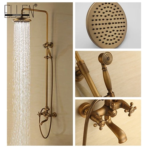 only shower set Античный латунный набор для душа для ванной, смеситель для душа, античная бронза, с раковиной для ванной комнаты EL4006/2 - Цвет: only shower set