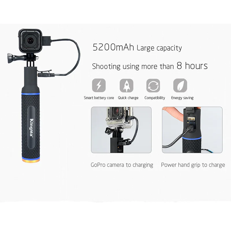Мощность банк рукоятка Батарея для экшн Камеры GoPro Hero 9 8 7 6 5 4 3 + Session yi SJCAM Экшн