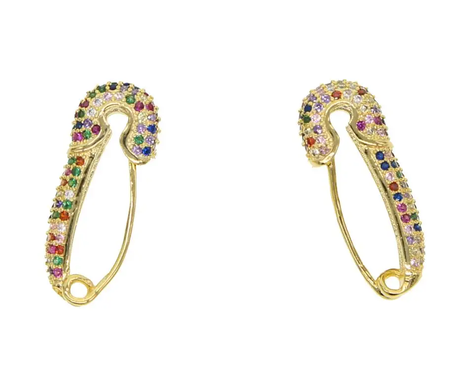 rainbow Micro pave cz безопасная булавка серьги микро pave Радуга зеленый красный белый cz маленькие милые уникальные модные ювелирные изделия - Окраска металла: rainbow