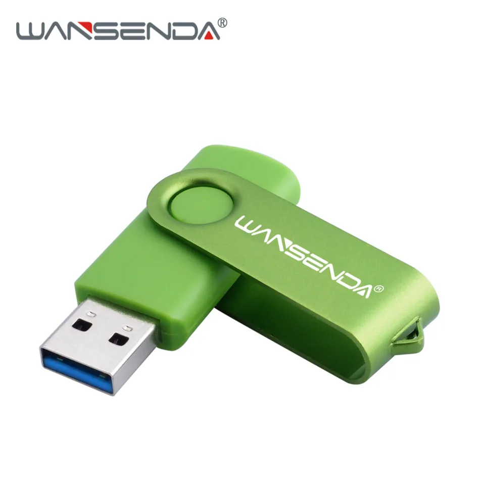 Зеленый Wansenda USB флеш-накопители поворотные Внешние USB 3,0 флеш-накопители 256 ГБ 128 Гб 64 ГБ 32 ГБ 16 ГБ 8 ГБ 4 ГБ высокоскоростные креативные флеш-накопители - Цвет: Зеленый
