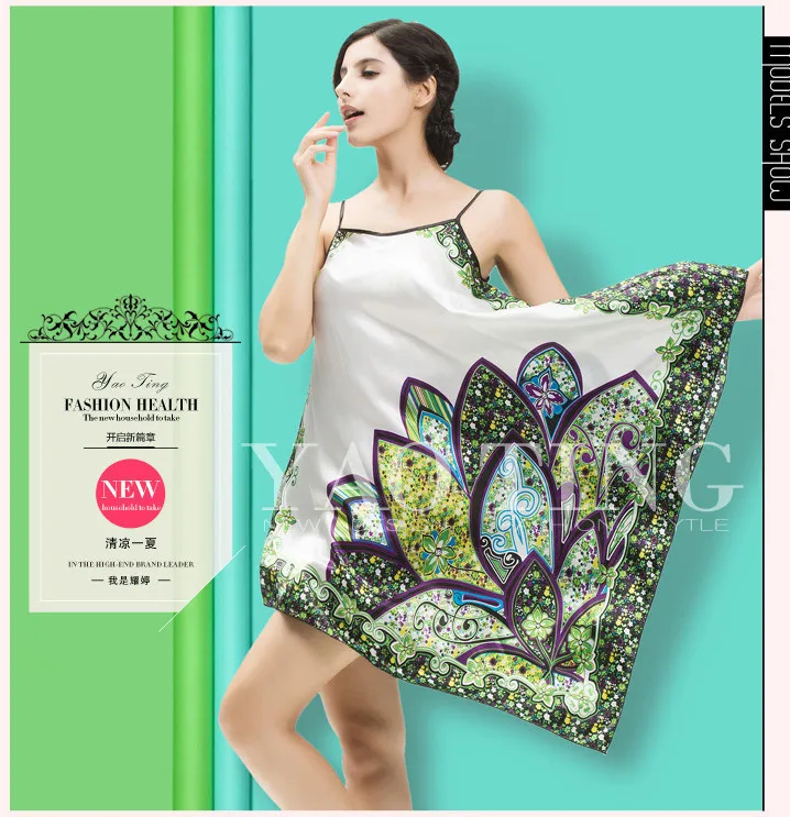 2017 шелковая ночная рубашка платье Новый Летний стиль банный халат Longue Женская