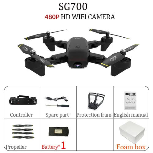 0.3MP black 4K SG700 S мини Дрон Вертолет Дистанционное управление 4CH WiFi оптический поток двойная камера Квадрокоптер дроны - Цвет: 0.3MP black