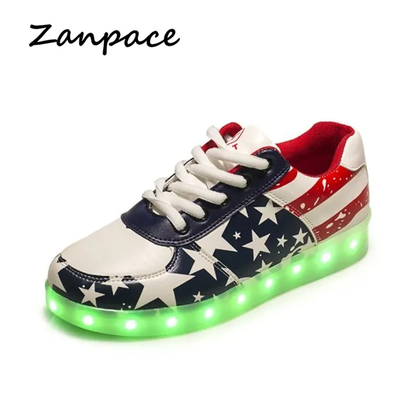 Кроссовки Zanpace женские со светодиодной подсветильник кой модные блестящие туфли