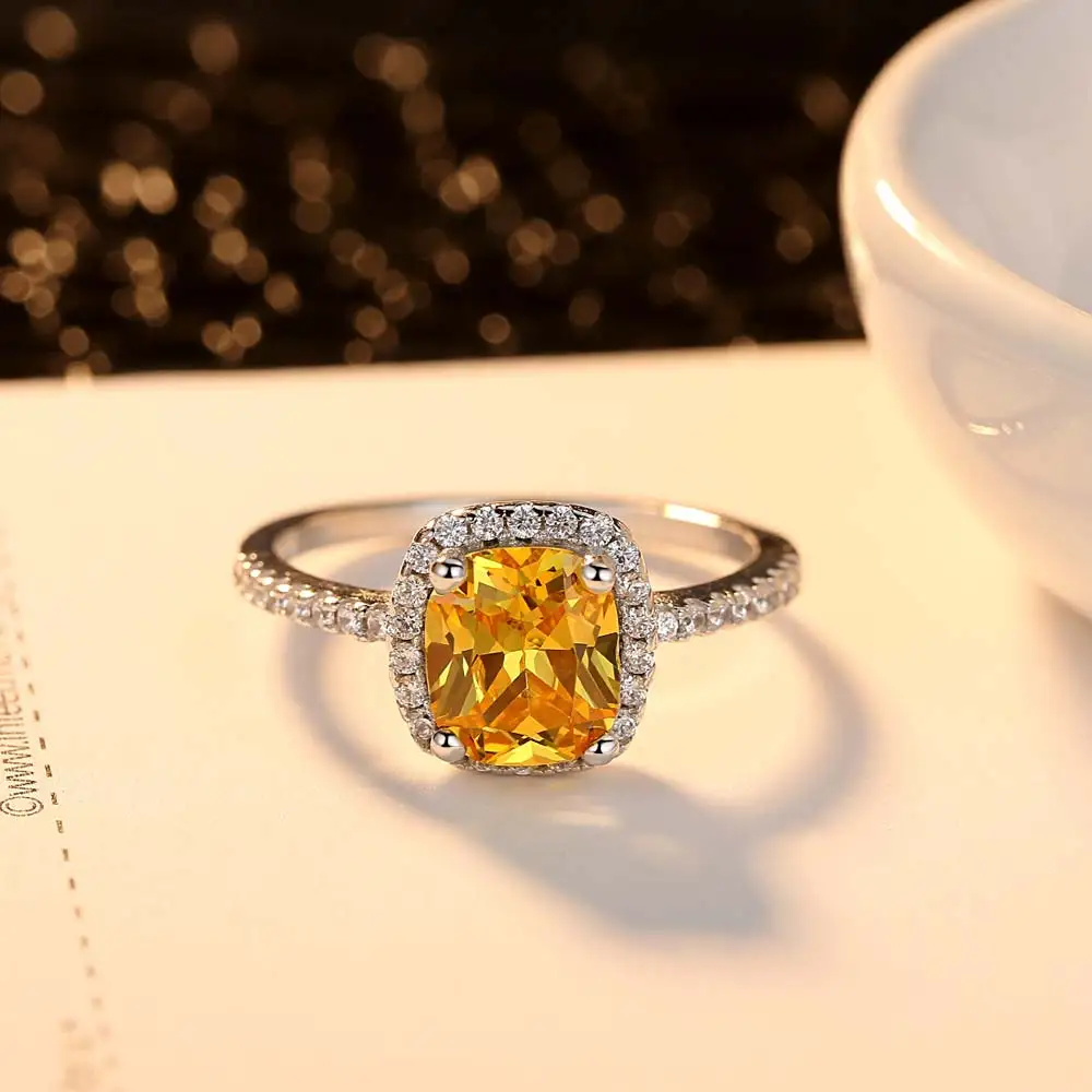 Wholesale jewelry silver ring engagement wedding for Women&ampMen yellow simple Luxury Fashion Plated Ring | Украшения и