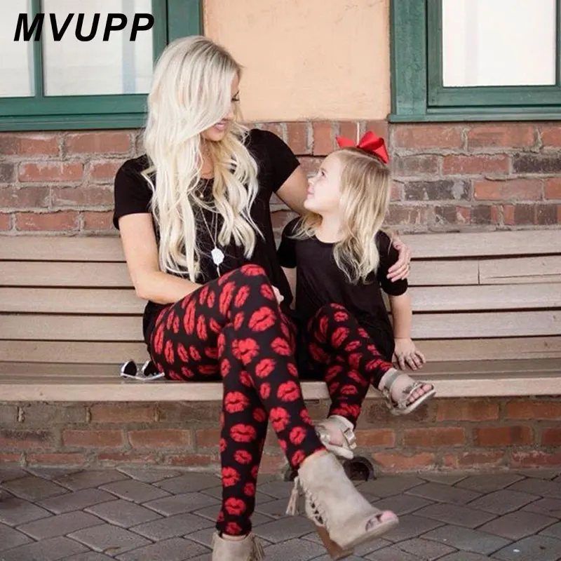 MVUPP одежда для мамы и дочки брюки на Хэллоуин осень 2019 Модные капри облегающие