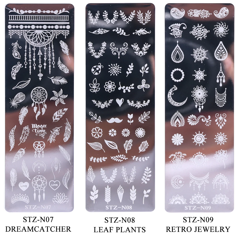 1 шт. пластины для стемпинга ногтей трафареты изображений цветочные узоры перо