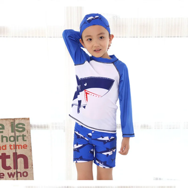 Купальник для мальчиков 3 шт./компл. детский купальник с длинными рукавами