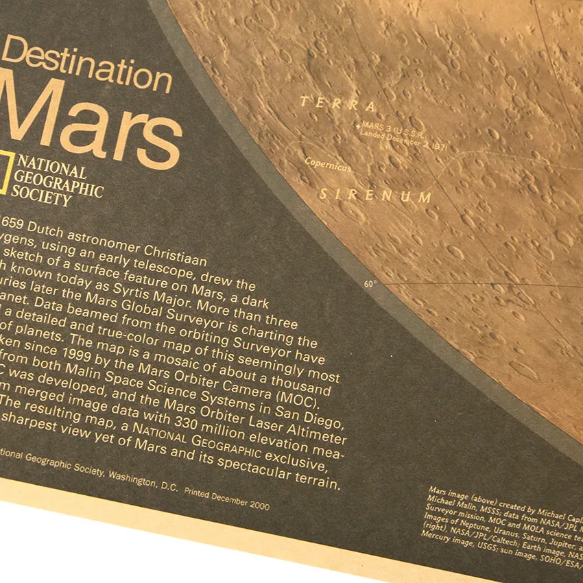 TIE LER Mars карта постер Ретро винтажная картина для украшения гостиной большой размер Настенная Наклейка для дома художественные плакаты