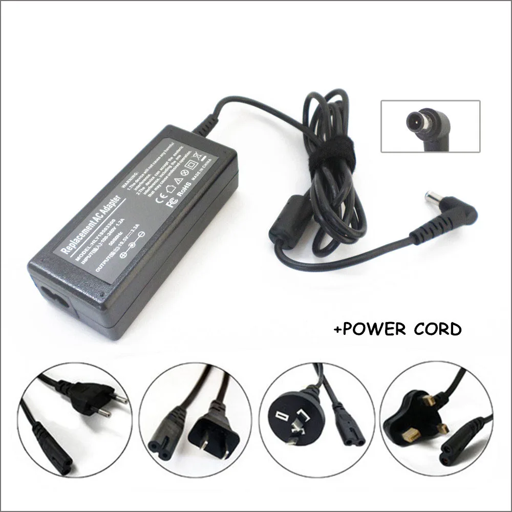 

19.5V 3.3A AC Adapter Power Supply Charger Cord For Laptop Sony Vaio VGP-AC19V63 PCG-61511L PCG-61611L PCG-71511L VPCY21