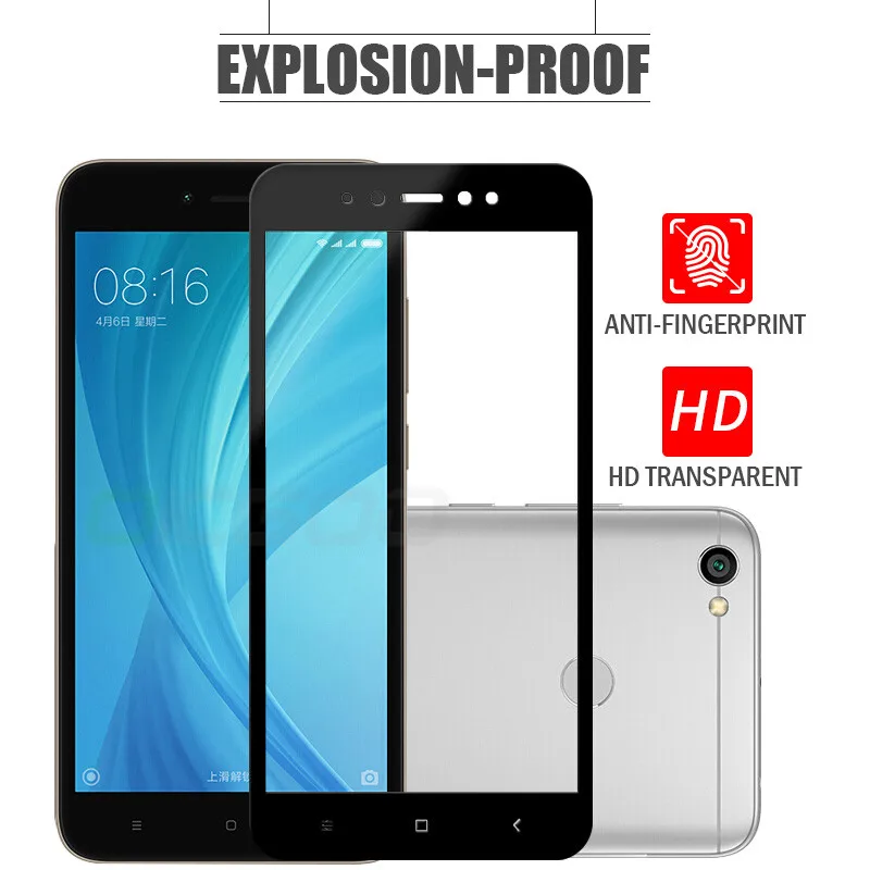 OICGOO закаленное стекло для Xiaomi Redmi 5 Plus 5A Note 4X Полное покрытие экрана Защитная