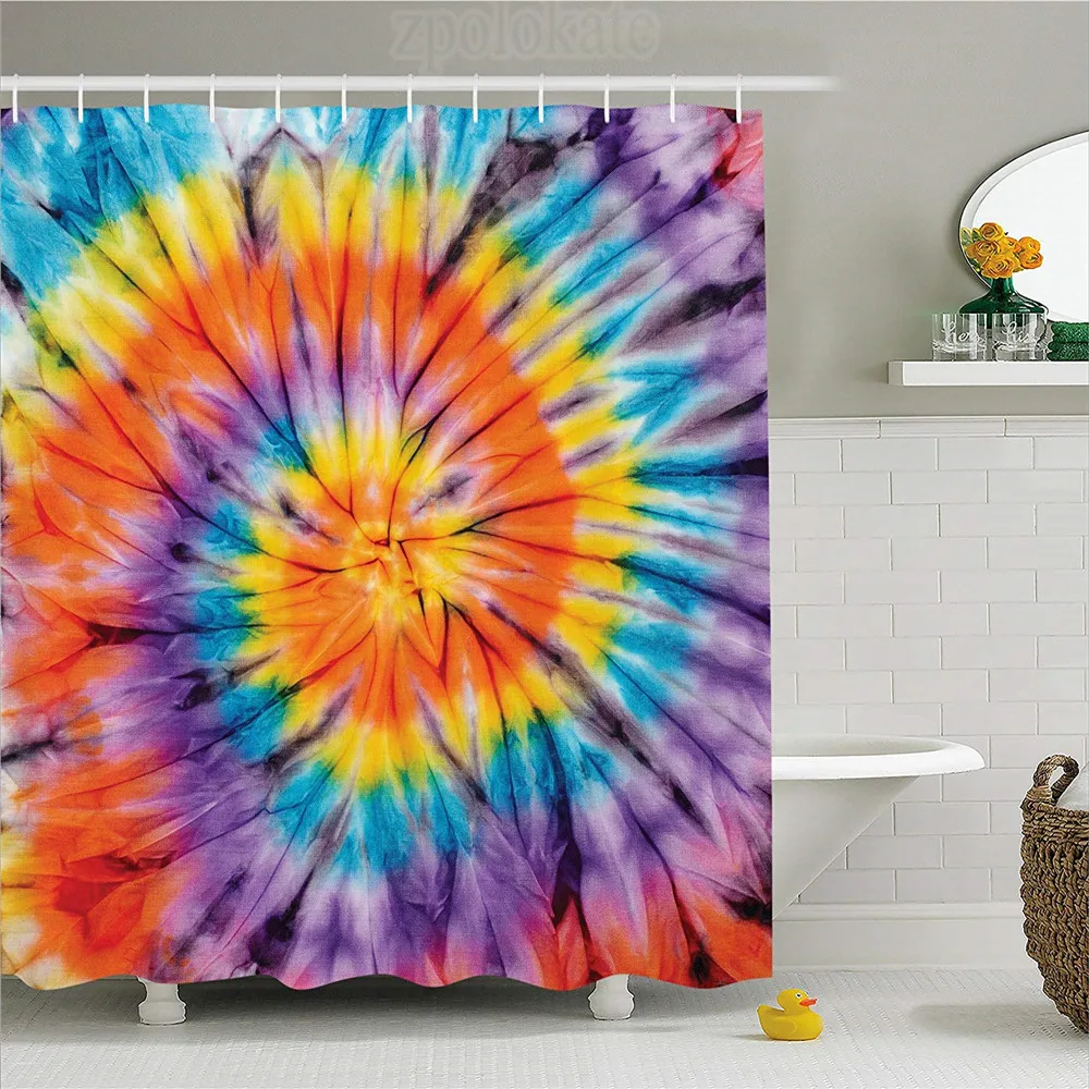 Tie Dye декора душ Шторы абстрактный странно спирали концентрические окружности