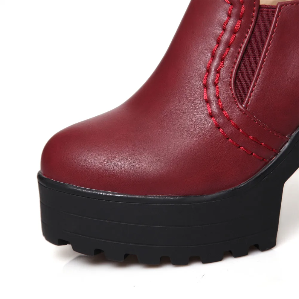 Женские туфли на платформе с круглым носком квадратном каблуке|women high heel shoes|high