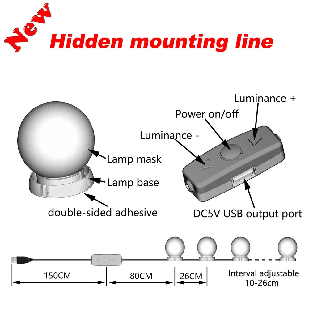 Косметическое зеркало для макияжа косметическое светодиодные лампы с