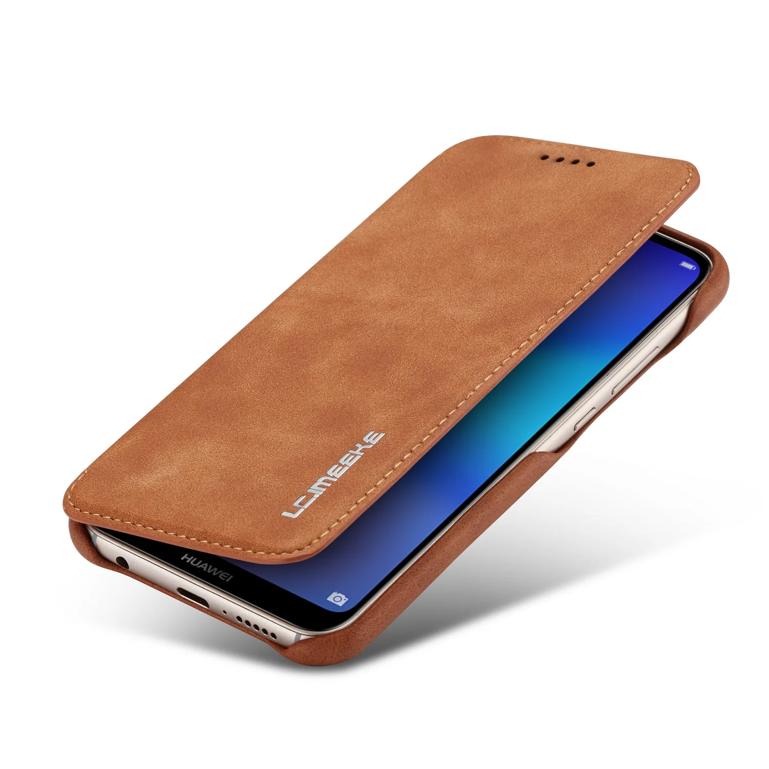Роскошный Магнитный чехол книжка LC.imeeke для Huawei P20 Lite деловой в стиле ретро простой