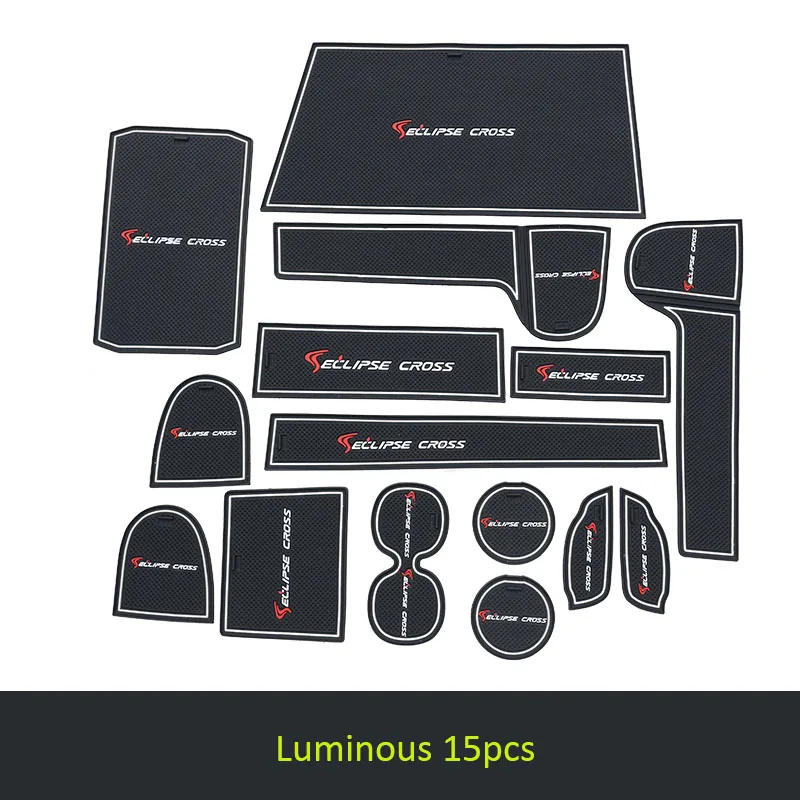Luminous 15pcs Коврик для двери специальный Противоскользящий коврик для воды декоративный внутренний слот для хранения для Mitsubishi ECLIPSE CROSS - Цвет: Luminous 15pcs