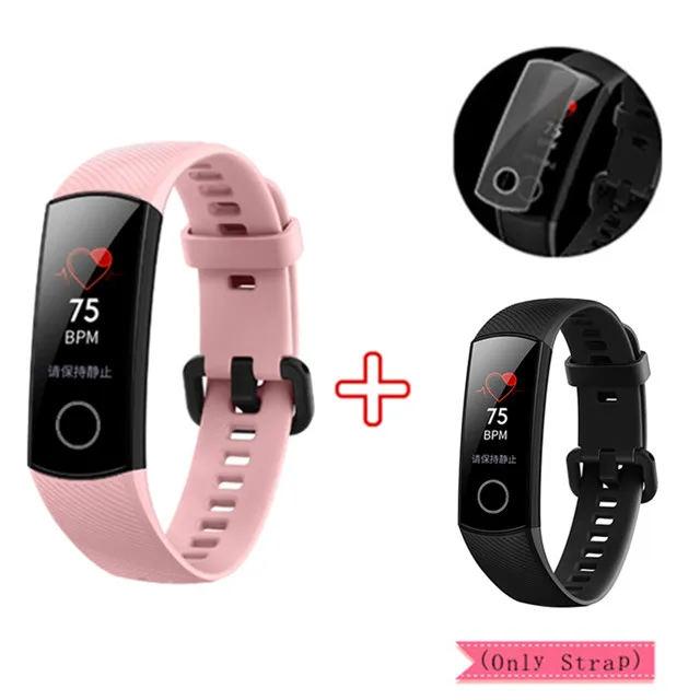 Pink add Black Strap Смарт-браслет huawei Honor Band 4 0,9" Amoled цветной сенсорный дисплей для плавания Honor Band 5i Кнопка сердечного ритма сна - Цвет: Pink add Black Strap
