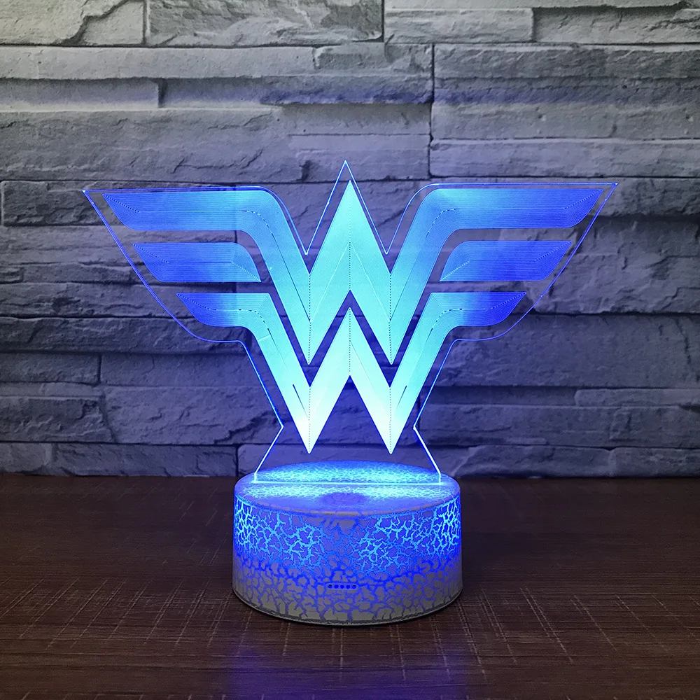 HQXING акриловый Wonder Woman 3D светодиодный ночник RGB 7 цветов Изменение Настольная лампа фигурки для мальчиков и девочек рождественские игрушки