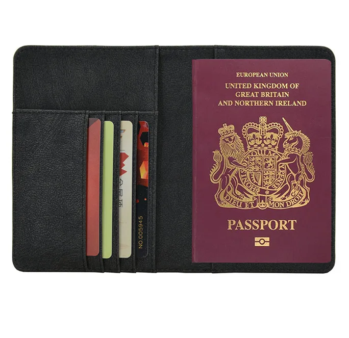 black uk Посылка для паспорта, для путешествий, многофункциональная, три сложения, держатель для паспорта, сумка, анти-деминерализованная кожа, поверхность ПУ, Обложка для паспорта - Цвет: black uk