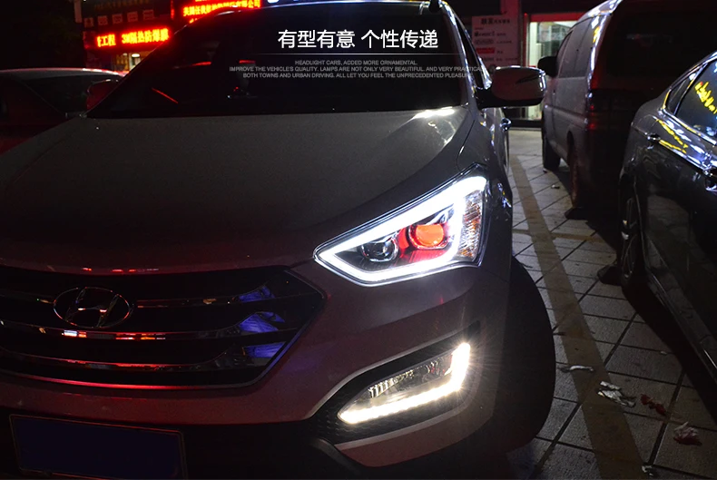 AKD автомобильный Стайлинг Головной фонарь для hyundai IX45 фары 2013- Santa Fe светодиодный фары DRL H7 D2H Hid биксеноновый луч