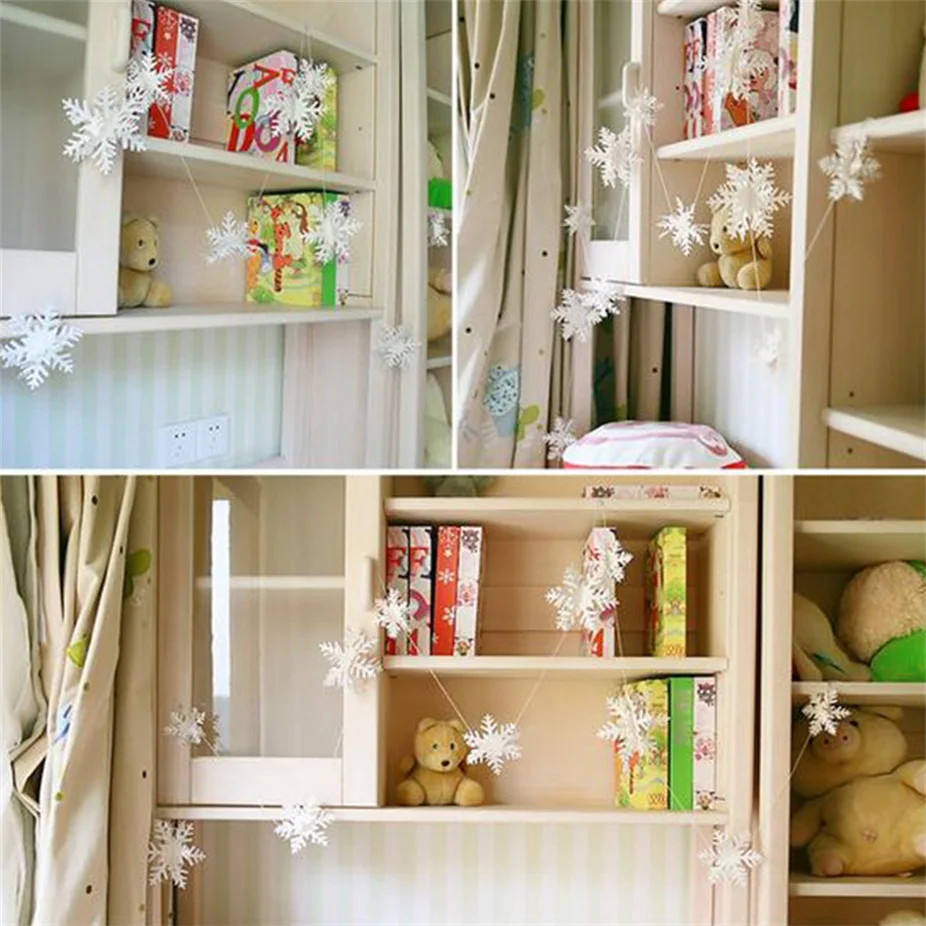 Lucia Crafts, 12 шт./лот, 3 м, белая Снежинка, Рождественская елка, украшения на окна, вечерние, Висячие снежные хлопья, сделай сам, украшение H0362