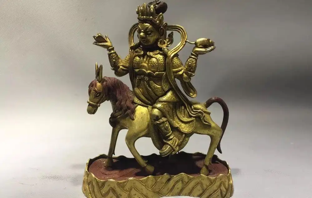 Бесплатная доставка Китай античный Тибет Gilt Palden Lhamo Laksmi протектор статуя