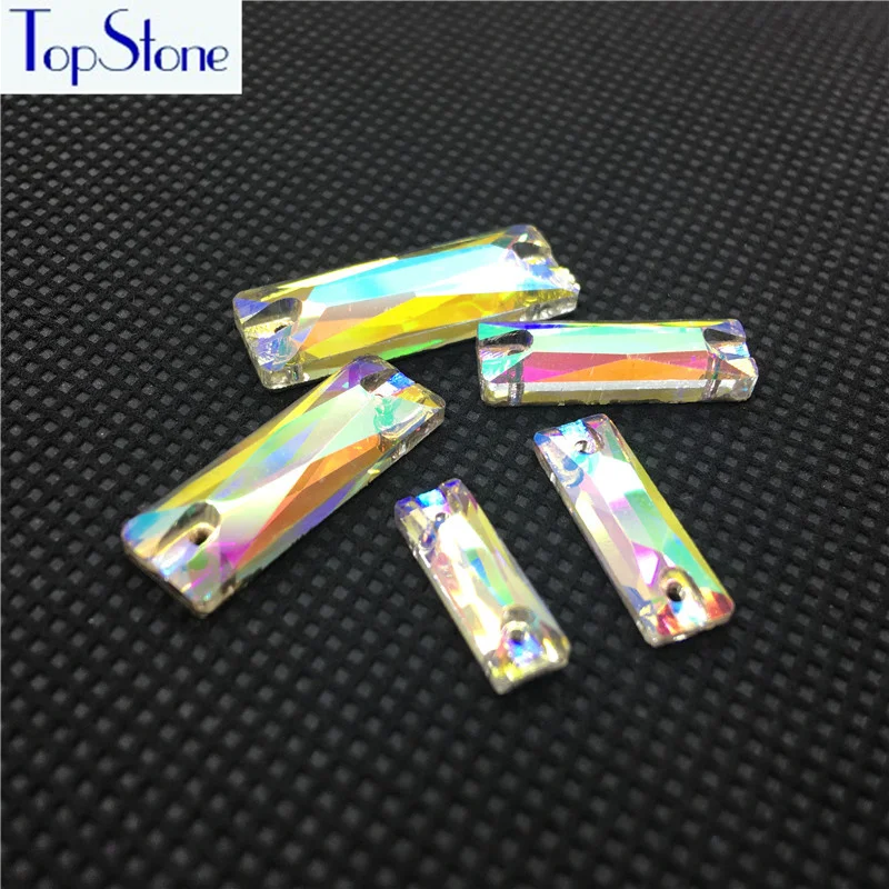 Topstone отличная багетка кристально чистый AB пришить искусственные бриллианты с