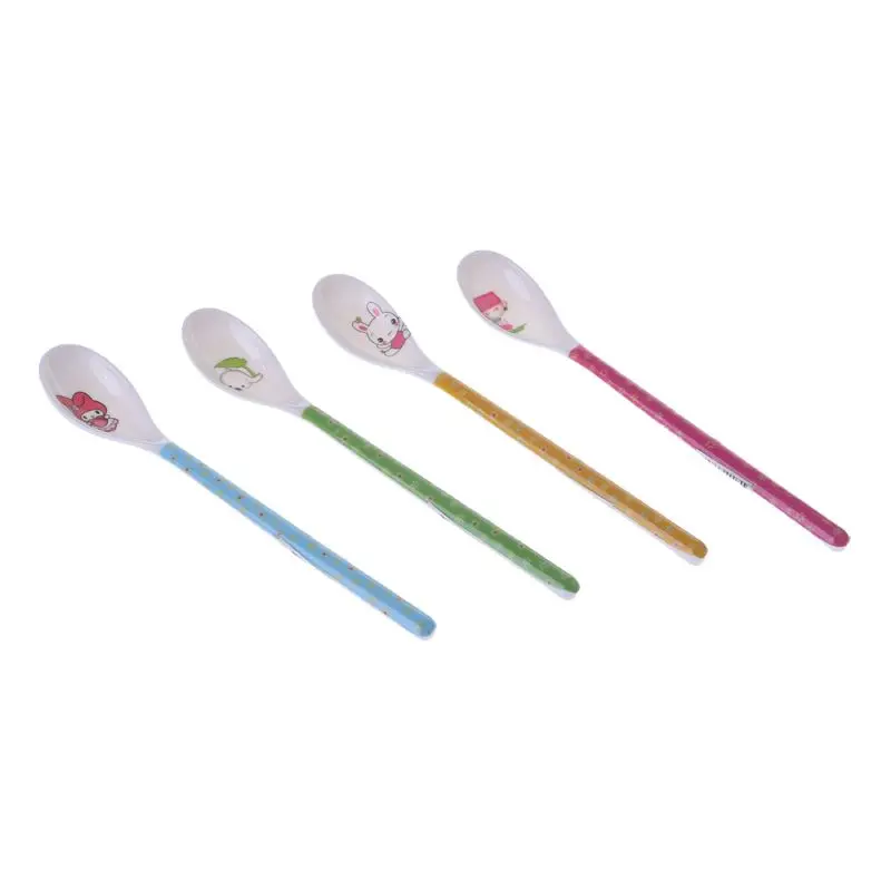

Baby Spoon Long Handle Feeding Newborn Infant Cartoon Food Grade Dishes Cutlery Spoons Safe Non Long handle design