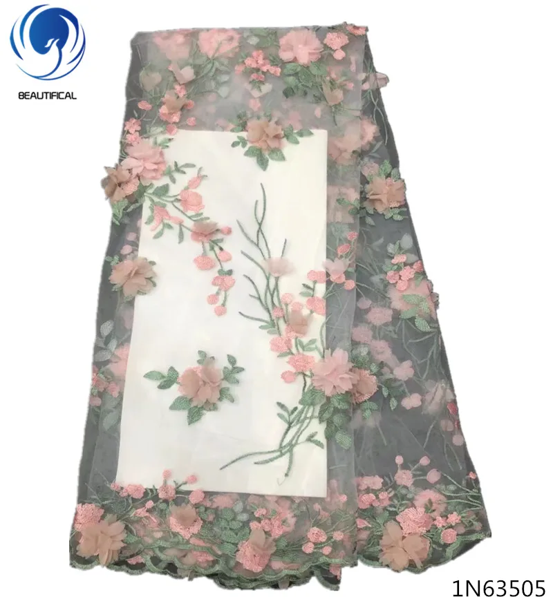 Beautifical 3d lace flower aplique high quality fabric 2018 purple 5yards/piece for wedding dresses 1N635 | Дом и сад