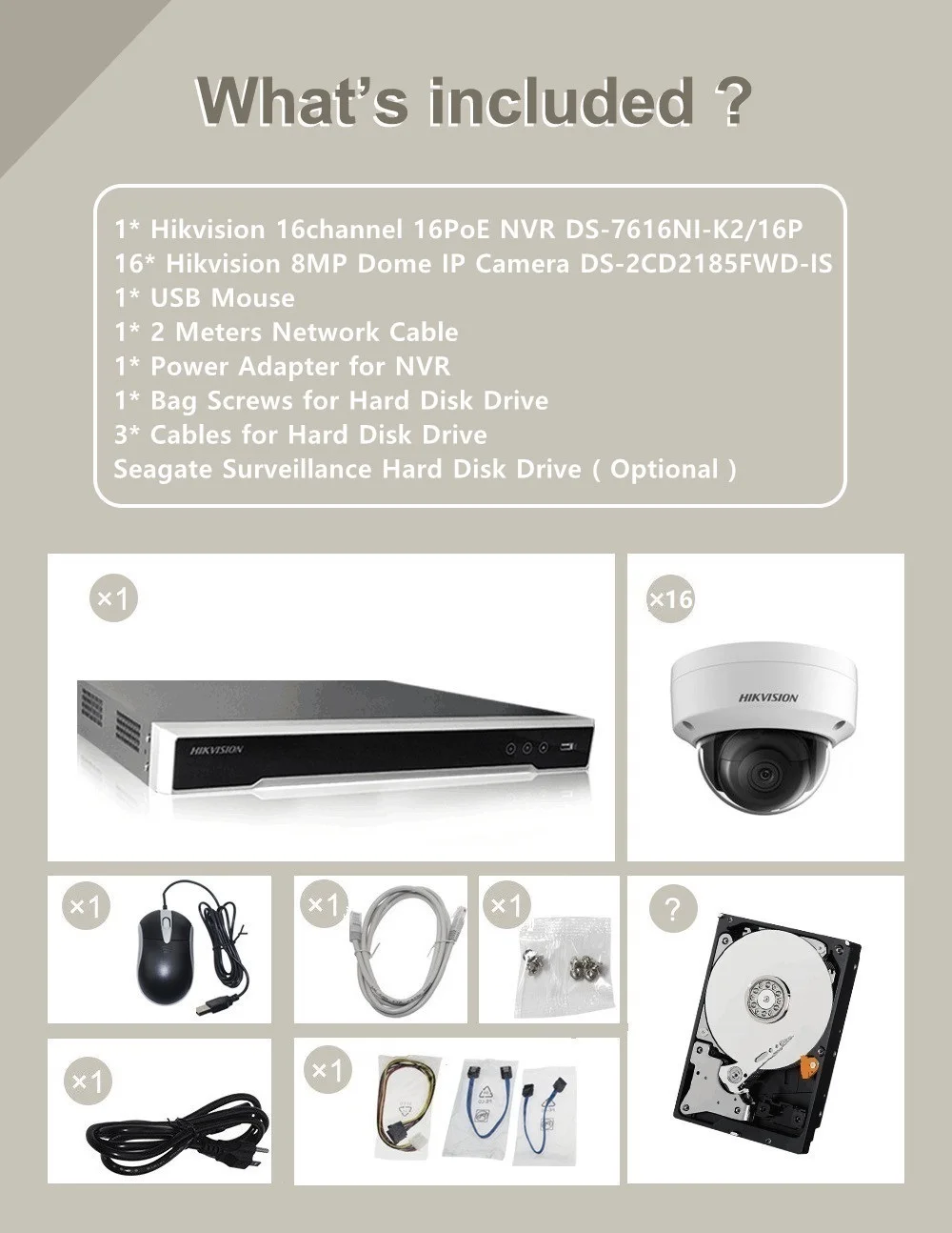 Hikvision 16CH HD POE NVR комплект 16 шт. 8MP DS-2CD2185FWD-IS CCTV системы безопасности IP камера ИК ночного видения наблюдения