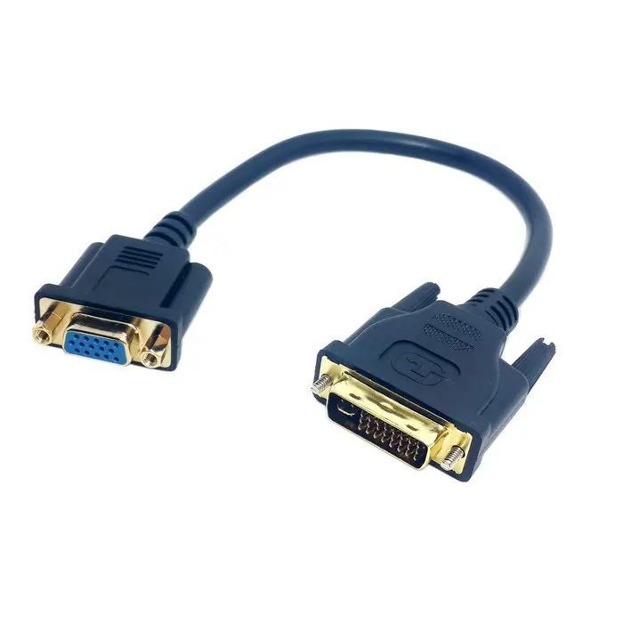 Новый аналоговый кабель преобразователь DVI 24 + 5 штекер на VGA гнездо монитора 20 см