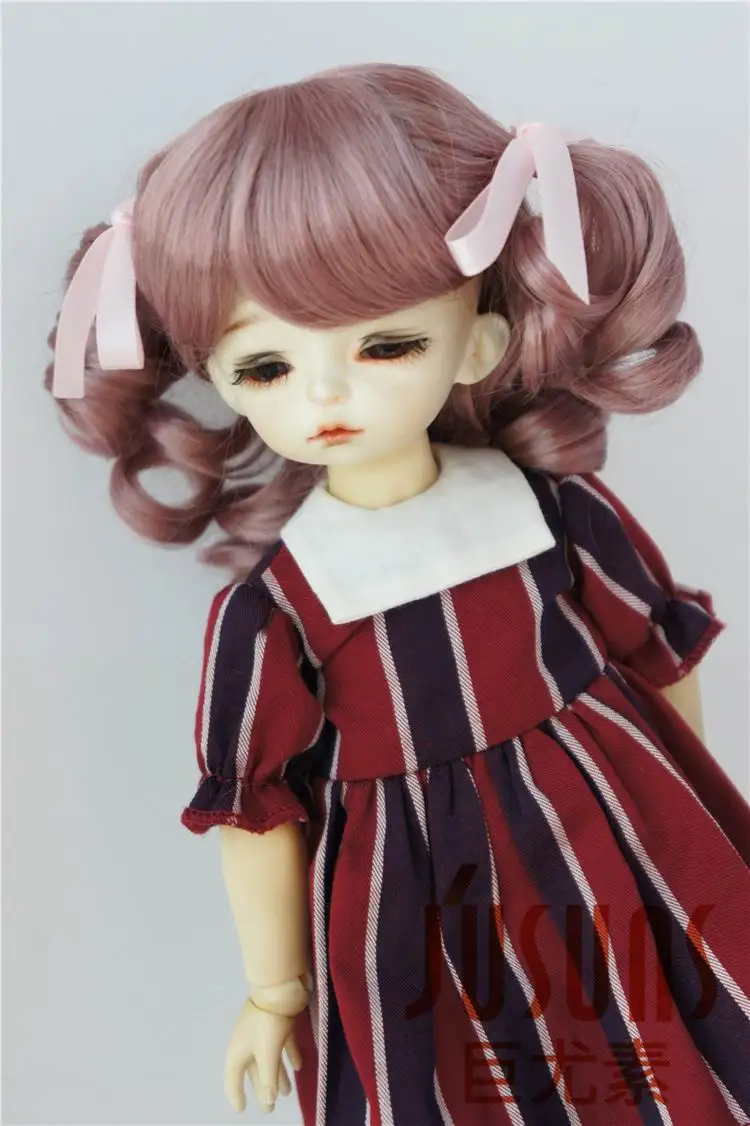 JD405 1/6 1/4 1/3 BJD кукла парик YOSD MSD SD довольно bjd syntheitc мохер парики 6-7 дюймов 7-8 дюймов 8-9inchinch волос аксессуары для куклы - Цвет: 6-7inch Dark Pink