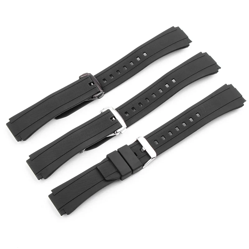 Качественный черный силиконовый резиновый ремешок для женских часов серии Edifice