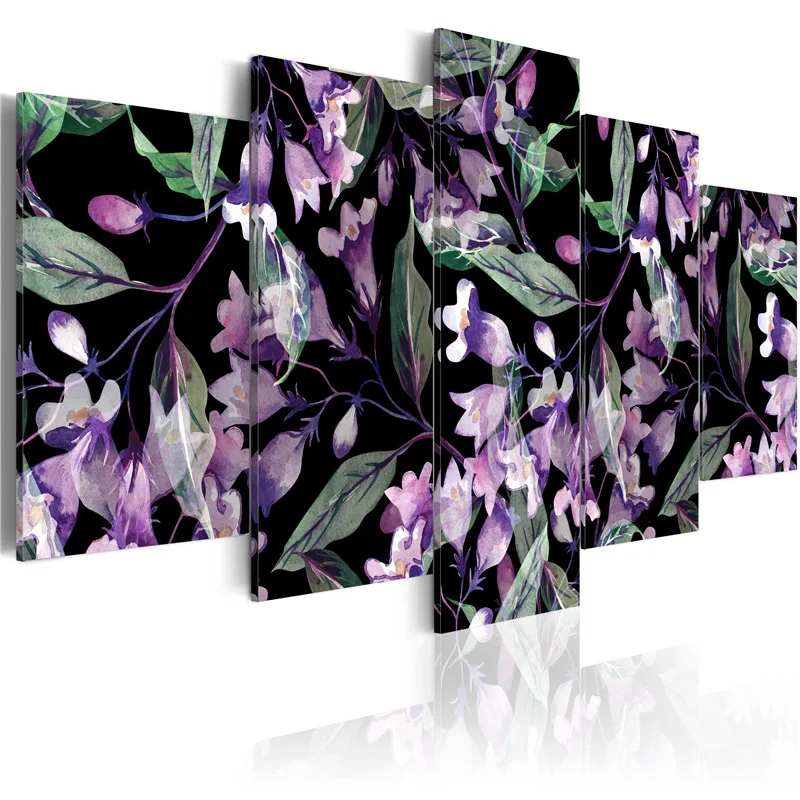 Современный 5 шт. эльфийский сад фиолетовый цветок холст картина плакат