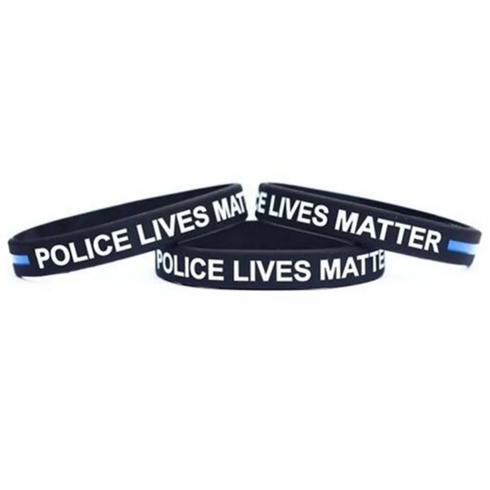 Модные стильные браслеты с надписью Police Lives Matter черные тонкие синие силиконовые