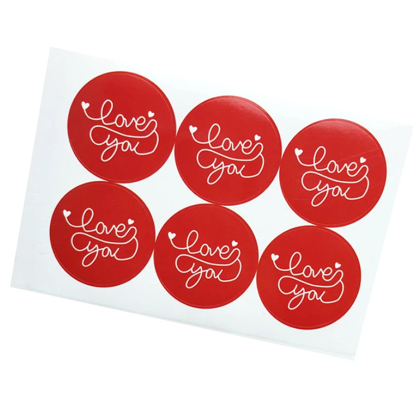 

600pcs/pack Creative Red Love You Round Paper Stickers Labels Sealing Sticker Gift Tag Gifts Deco DIY gift sticker Wholesale