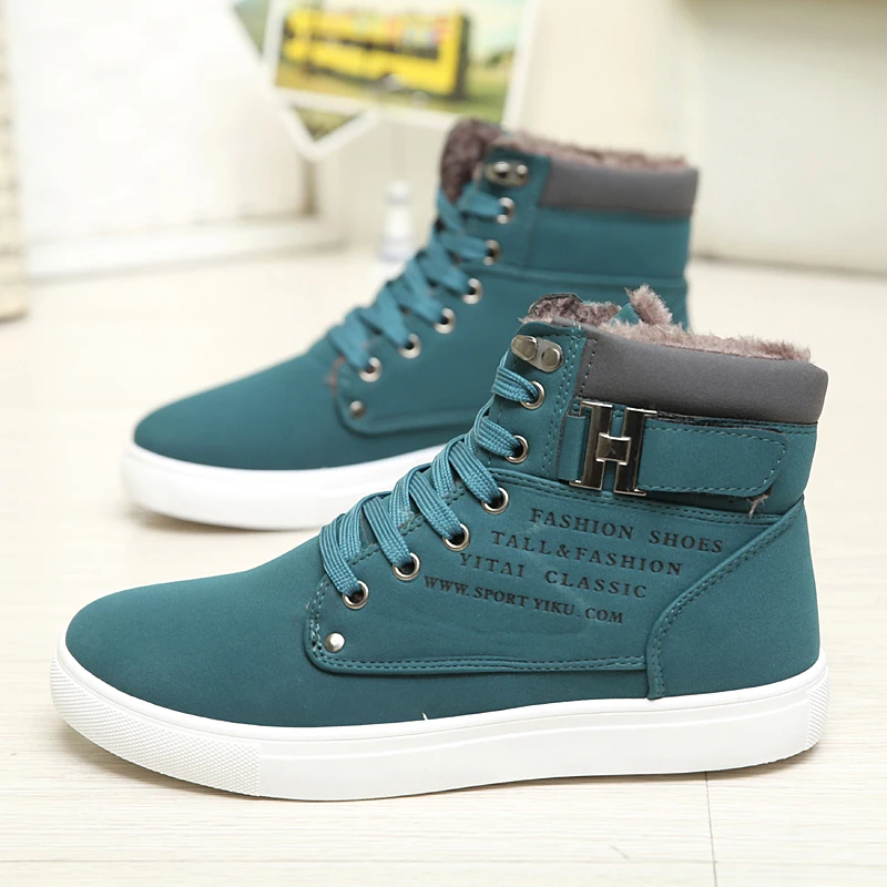Hot Men Boots Fashion Warm Winter Men shoes Autumn Leather Footwear For Man New High Top Canvas Casual Shoes Men