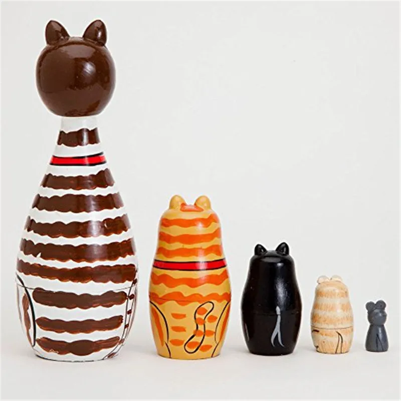 1 Набор = 5 шт. русская кукла ручной работы &quotКлео и друзья&quot Матрешка кошки