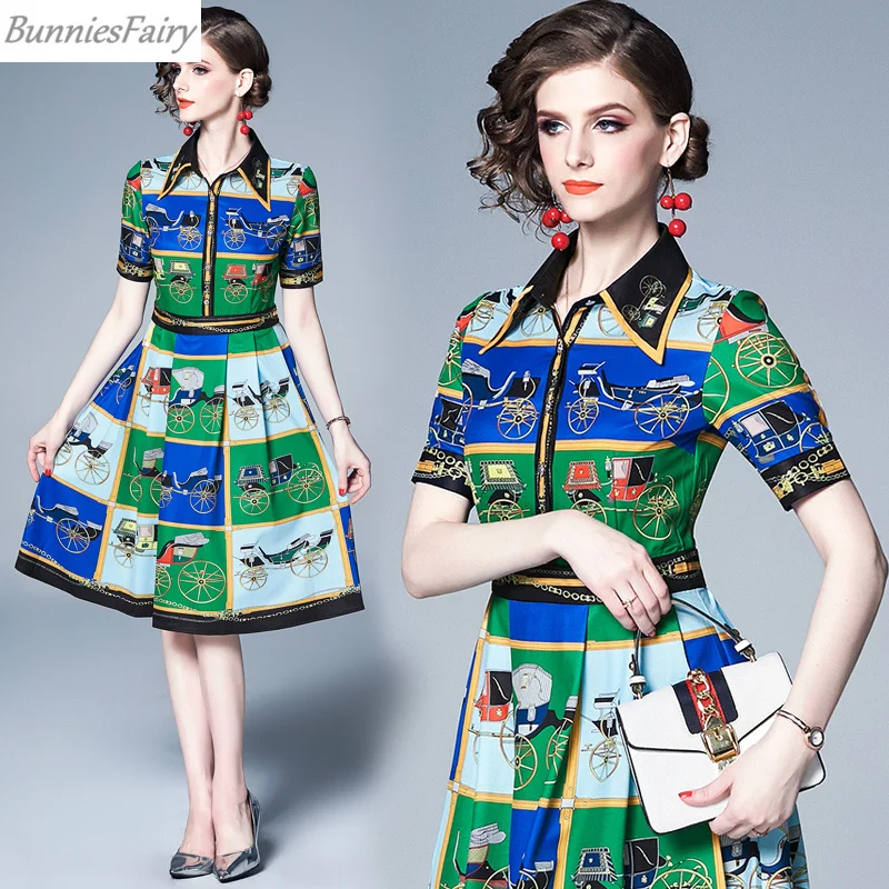 BunniesFairy 2019 новые летние Винтаж Ретро колёса и цепи узел цветочный принт короткий