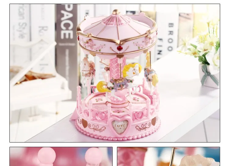 Высокое качество Merry-Go-Round музыкальная шкатулка Рождество подарок на день рождения Карусель музыка свадебное оформление коробки