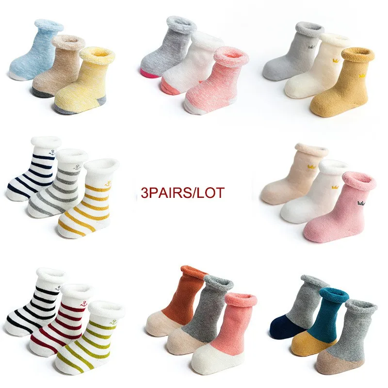 COOTELILI 3pairs/lot Thicken Winter Kids Socks Baby Girl Clothes Boys Stuff For Newborns Warm Long Infant 0-3Y | Мать и ребенок