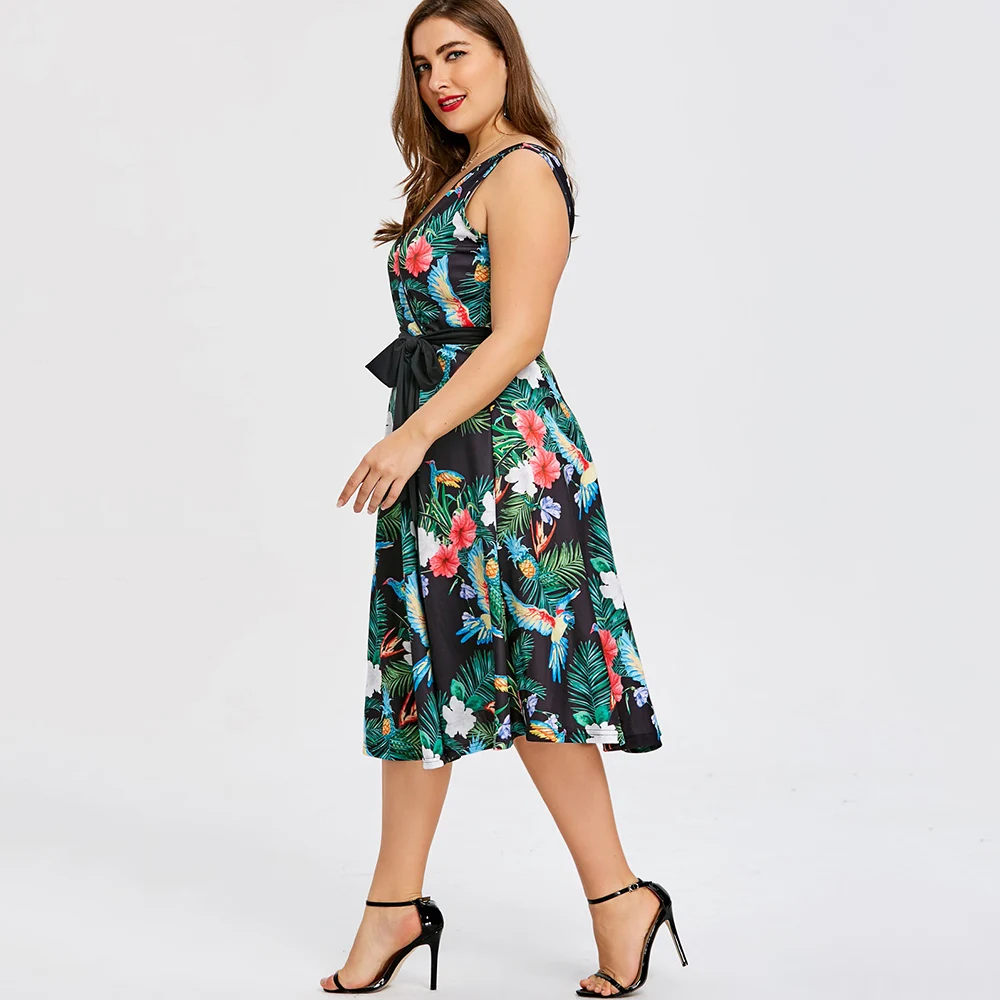 Женское пляжное платье большого размера 5XL Повседневное Бохо с цветочным принтом