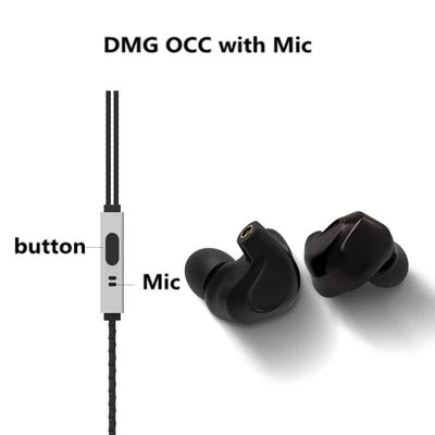 with Mic-black BGVP DMG HIFI наушники 2DD+ 4BA гибридные IEM технологии в уши с MMCX сменный кабель дизайн корпус из алюминиевого сплава - Цвет: with Mic-black
