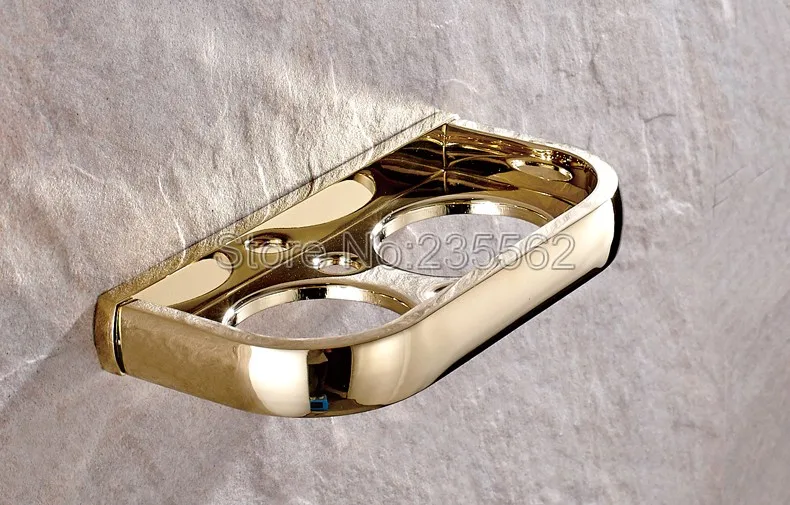 Новые Латунные настенные держатели для зубных щеток золотого цвета с