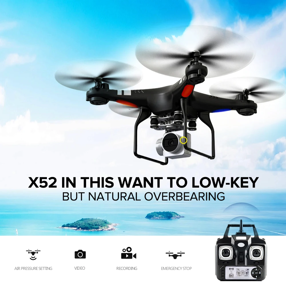 Фото RC Дрон FPV wifi 2MP HD камера X52HD Квадрокоптер микро пульт дистанционного управления RC Дрон FPV wifi 2MP HD камера X52HD Квадрокоптер микро пульт дистанционного управления