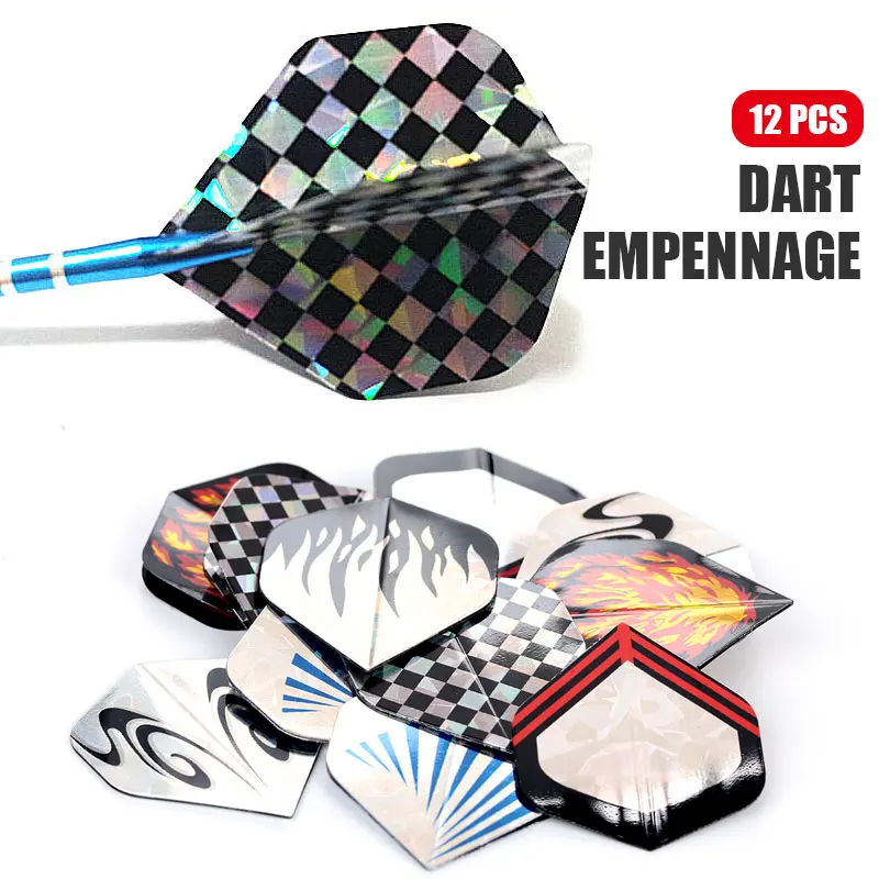 12pcs/Set Darts Tail PET Cool Standard Dart Flights Nice Flight Outdoor Wing Mixed Pattern dart empennage | Спорт и развлечения