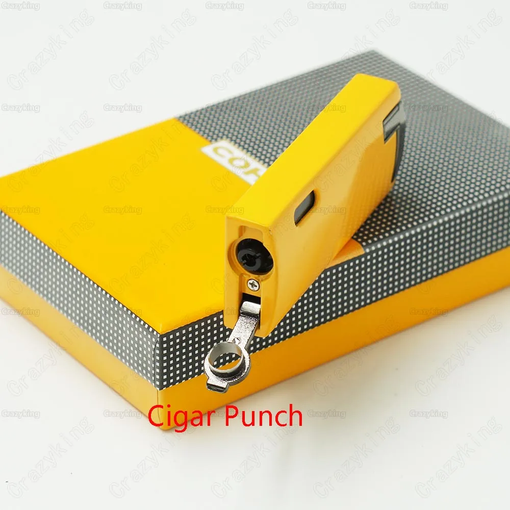 Cohiba Metal Gas Butane 2 Torch Jet Flame Cigar Lighter With Punch Cigarette Windproof Lighters Gift Box | Дом и сад