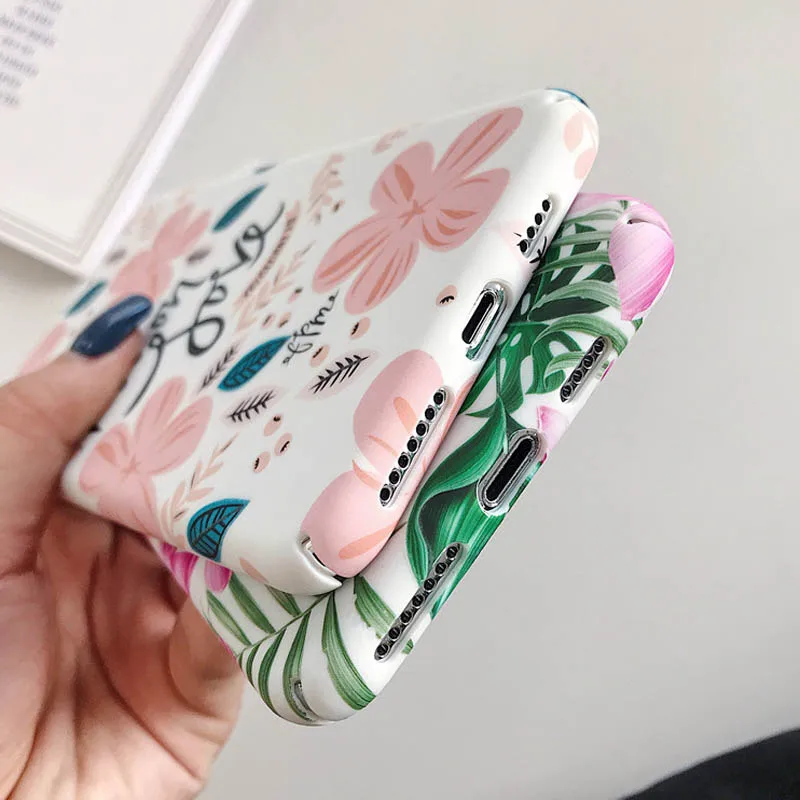 USLION светящийся цветок листья печать чехол для телефона iPhone X XS XR Xs Max 7 8 Plus Жесткий