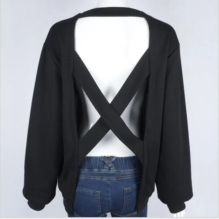 Женский свободный свитер с открытой спиной Свободный пуловер длинным рукавом